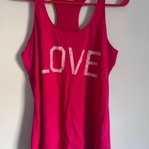 Express Hot Pink Racerback Muscle Tee with LOVE Graphic
